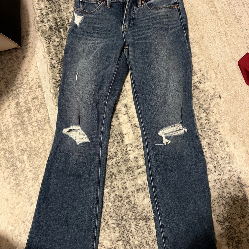 Lucky Brand Dark Blue Distressed Straight Leg Jeans